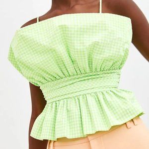 Zara Lime Green Gingham Peplum Tank